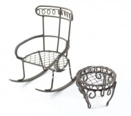 Touch of Nature Garden Rocking Chair with Round Table, Mini, Rustic
