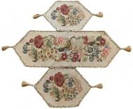 3 Piece Floral Tapestry Country Rustic Morning Meadow Table Runner Set