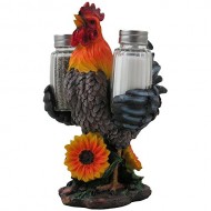 Decorative Farm Rooster Salt and Pepper Shaker Set with Holder Figurine for Rustic Country Kitchen Decor Sculptures & Collectibles As Gifts for Farmers or Gamecocks Fans