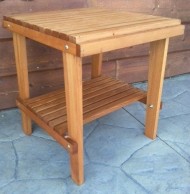 Cedar Side Table with Shelf & Stained Finish, Amish Crafted
