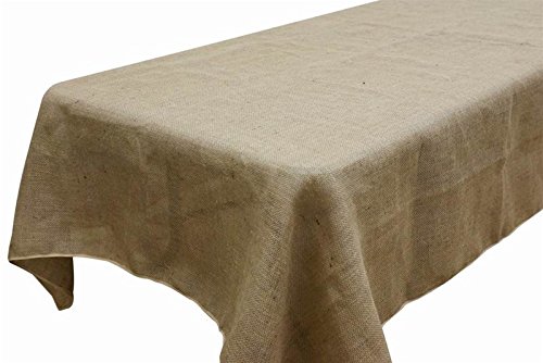 60 x 120-Inch Rectangle Rustic Burlap Tablecloth – Natural. Made in USA