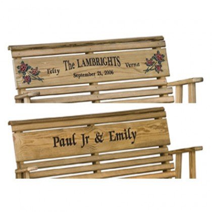 Outdoor 4 Foot Rollback Porch Swing *Treated Pine* Amish Made USA – PERSONALIZED WITH A MESSAGE OF YOUR CHOICE!!!