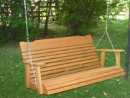 4′ Cedar Porch Swing W/stained Finish, Amish Crafted – Includes Chain & Springs