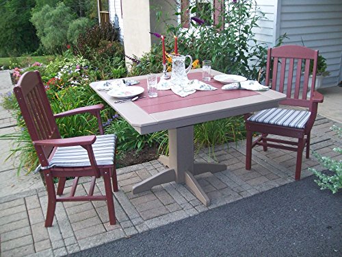 Poly Lumber Wood Patio Set- 44″ Square Table and 4 Classic Chairs with Arms- Amish Made USA