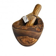 Naturally Med – Olive Wood Rustic Mortar and Pestle – 4.7 inch