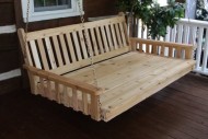 Outdoor 6′ Traditional English Swing Bed – Oversized Porch Swing *Unfinished Pine* Amish Made USA