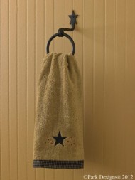 Black Iron Star Ring Hook Towel Holder Country Primitive Home Décor