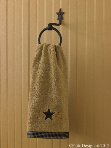 Black Iron Star Ring Hook Towel Holder Country Primitive Home