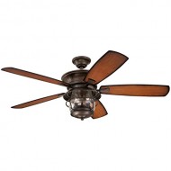Westinghouse 7800000 Brentford Indoor/Outdoor Five-Blade Reversible Ceiling Fan with Clear Seeded Glass, 52-Inch, Aged Walnut Finish