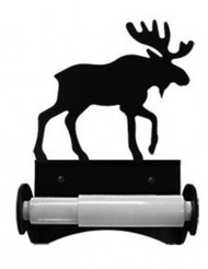 Iron Traditional Style Moose Toilet Roll Tissue Holder – Black Metal
