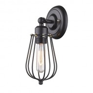Ecopower Vintage Style Industrial Black Mini Wire Cage Wall Sconce