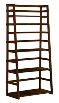 Simpli Home Acadian Ladder Shelf Bookcase, Rich Tobacco Brown
