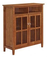 Simpli Home Warm Shaker Medium Storage Cabinet, 39″W x 42″H, Honey Brown