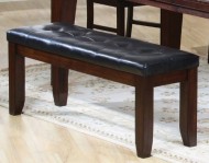 Coaster Bench with a Leather-Look Seat, 48-Inch, Dark Oak