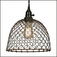 Chicken Wire Dome Pendant Light in Primitive Rust