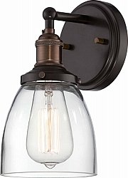 Nuvo Lighting 60/5514 Vintage Incandescent One Light Wall Sconce Cone Clear Glass Rustic Bronze