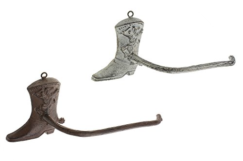 Cowboy Boot Decorative Toilet Paper Holder | Cast Iron Wall Mounted Toilet Tissue Holder | Rustic Country Western Design | 8.3×6″ | with Screws and Anchors By Comfify (Rust Brown)