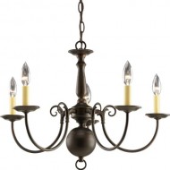 Progress Lighting P4346-20 5-Light Americana Chandelier with Delicate Arms and Decorative Center Column, Antique Bronze