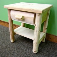 Midwest Log Furniture – Northern White Cedar Log Nightstand W/shelf