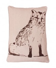 Thro by Marlo Lorenz Fox Beaded Woodland Pillow, 14 by 20-Inch, Carafe Natural