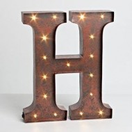 12″ – Rustic Brown – Metal – Battery Operated – LED – Lighted Letter “H” | Gerson Wall Decor (92676)