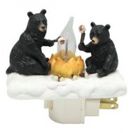 Roman Lights Exclusive Plug in Night Light, Features 2 Bears Roasting Marsh Mellows Around a Flickering Flame Camp Fire, 4.5-Inch