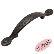 Cosmas 465ORB Oil Rubbed Bronze Leaf Cabinet Hardware Handle Pull – 3″ Hole Centers – 10 Pack