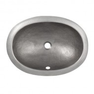 The Copper Factory CF152SN Solid Hand Hammered Copper Oval Undermount Lavatory Sink, Satin Nickel
