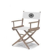 Telescope Casual World Famous Dining Height Director Chair, Rustic Grey Finish with Marine White and Black Motif Cover