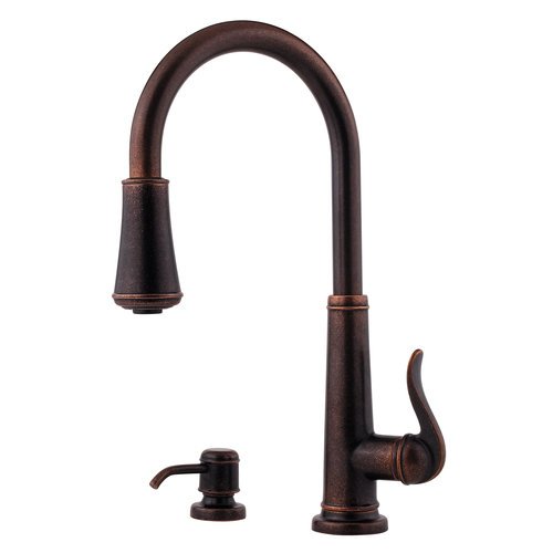Pfister GT529-YPU GT529-YPU Ashfield 1-Handle Pull-Down Kitchen Faucet with Soap Dispenser, Rustic Bronze