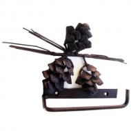 Pine Cone Toilet Paper Holder Wrought Iron Rustic Brown