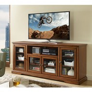 WE Furniture Rustic Highboy Style Wood TV Stand, 70″, Brown