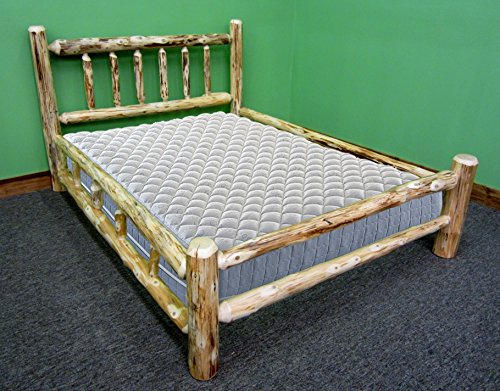Midwest Log Furniture – Queen Rustic Pine Log Bed