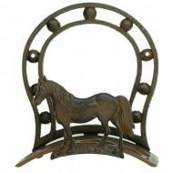 Western Horse Hose Holder, Rustic Cast Iron, Fancy Wall Hanger Reel, 12-inch