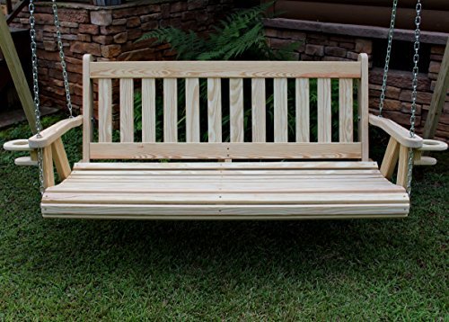 MISSION Amish Heavy Duty 700 Lb 4ft. Treated Porch Swing With Cupholders – Made in USA