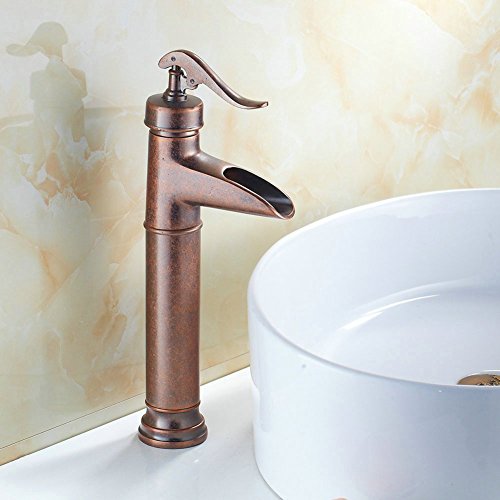Fuloon Vintage Style Single Control Rustic Bathroom Faucet, Antique Copper Finish Bathroom Sink Faucet