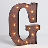 12″ – Rustic Brown – Metal – Battery Operated – LED – Lighted Letter “G” | Gerson Wall Decor (92675)