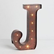 12″ – Rustic Brown – Metal – Battery Operated – LED – Lighted Letter “J” | Gerson Wall Decor (92678)