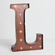 12″ – Rustic Brown – Metal – Battery Operated – LED – Lighted Letter “L” | Gerson Wall Decor (92680)