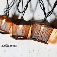 LIDORE 10 Counts Vintage Bronze Iron Nets Lanterns Plug-in String Lights. Great For Indoor/Outdoor Decoration. Best Ambience Decorative Lights. Warm White Glow.