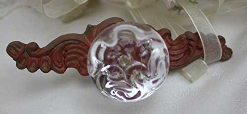 Rustic Shabby Distressed Barn Red Filigree Drawer Pull Vintage Home Decor Accent