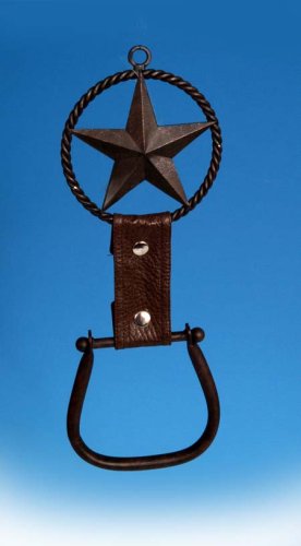 Cowboy Western Stirrup Texas Star Towel Holder Ring Bathroom Kitchen