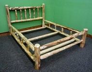 Midwest Log Furniture- Rustic Pine Log Bed – King