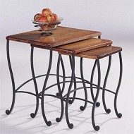 Coaster Nesting Tables, Black Iron Base Frame with Rustic Oak Wood, 3-Piece Set
