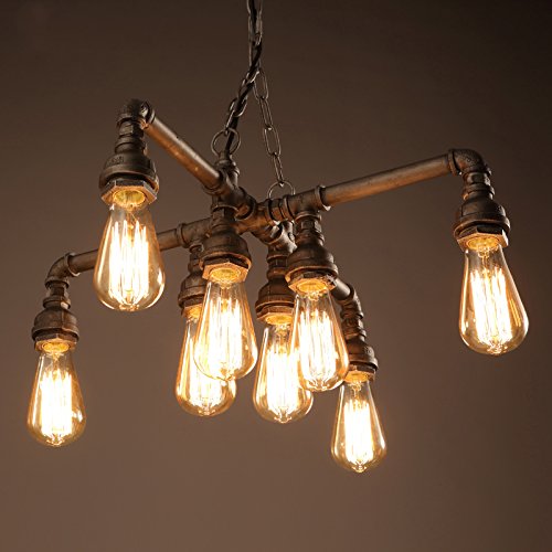 Electro_BP; Vintage Style Metal Art Chandelier Max 480W With 8 Lights Black and Silver Painted Finish