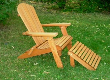 Folding Cedar Adirondack Chair W/ottoman & Stained Finish, Amish Crafted