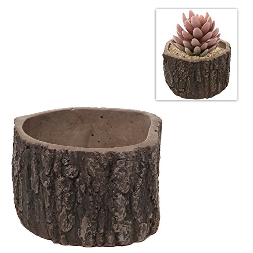 MyGift® Rustic Brown Ceramic Tree Stump Design Succulent Planter / Herb Garden Box / Flower Plant Pot