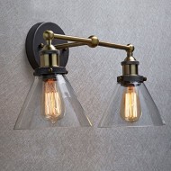 Ecopower Industrial Edison Antique Glass 2-Light Wall Sconces Simplicity