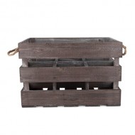 Twine Rustic Farmhouse Wooden 6-Bottle Crate, Wood