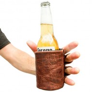 Rustic Leather Beer Glove Handmade by Hide & Drink :: Bourbon Brown